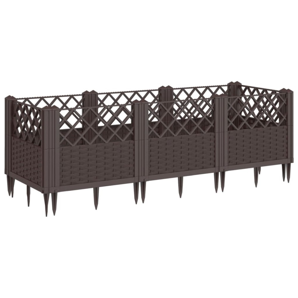 vidaXL Ζαρντινιέρα με Πασσάλους Καφέ 123,5x43,5x43,5εκ. Πολυπροπυλένιο