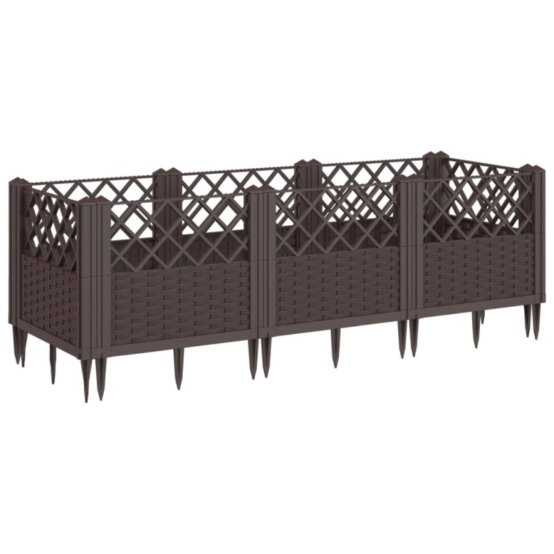 vidaXL Ζαρντινιέρα με Πασσάλους Καφέ 123,5x43,5x43,5εκ. Πολυπροπυλένιο