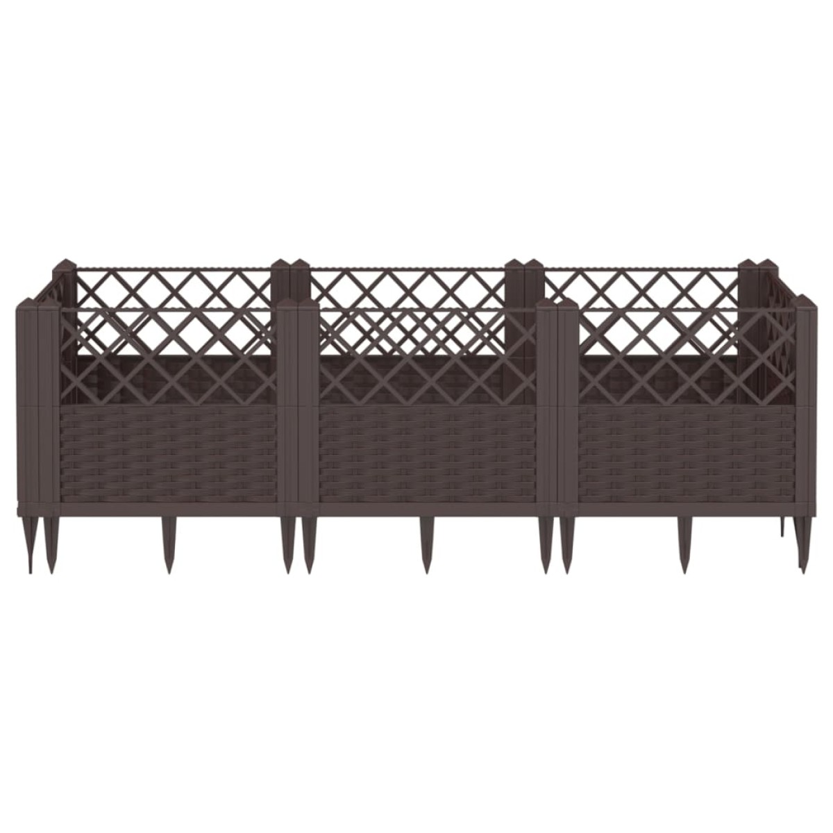 vidaXL Ζαρντινιέρα με Πασσάλους Καφέ 123,5x43,5x43,5εκ. Πολυπροπυλένιο