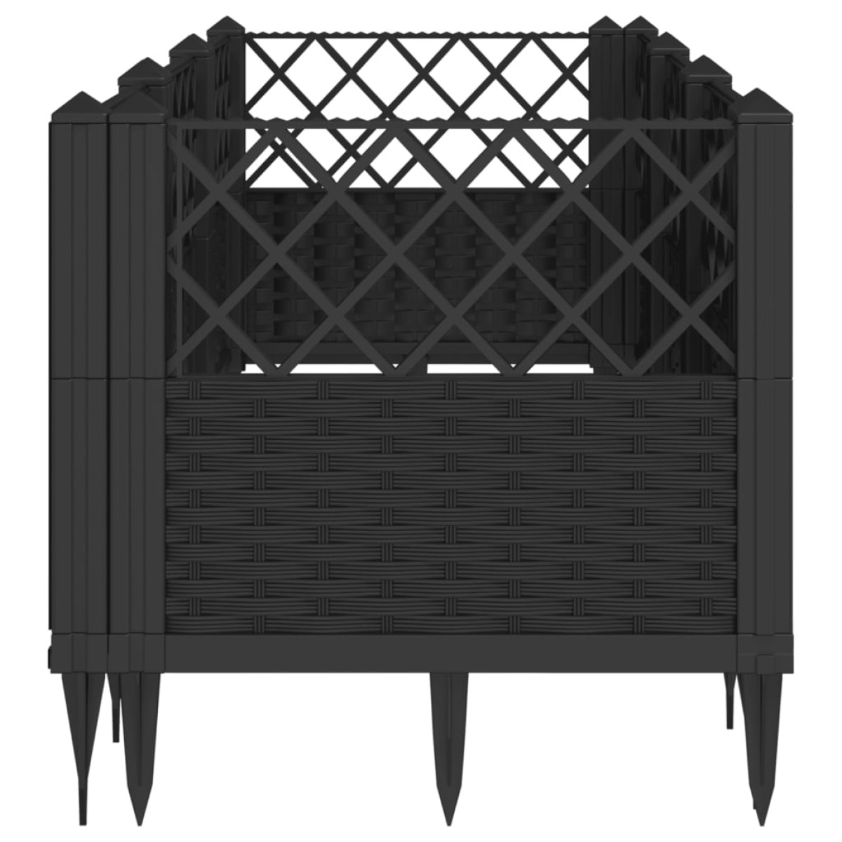 vidaXL Ζαρντινιέρα με Πασσάλους Μαύρη 123,5x43,5x43,5εκ Πολυπροπυλένιο