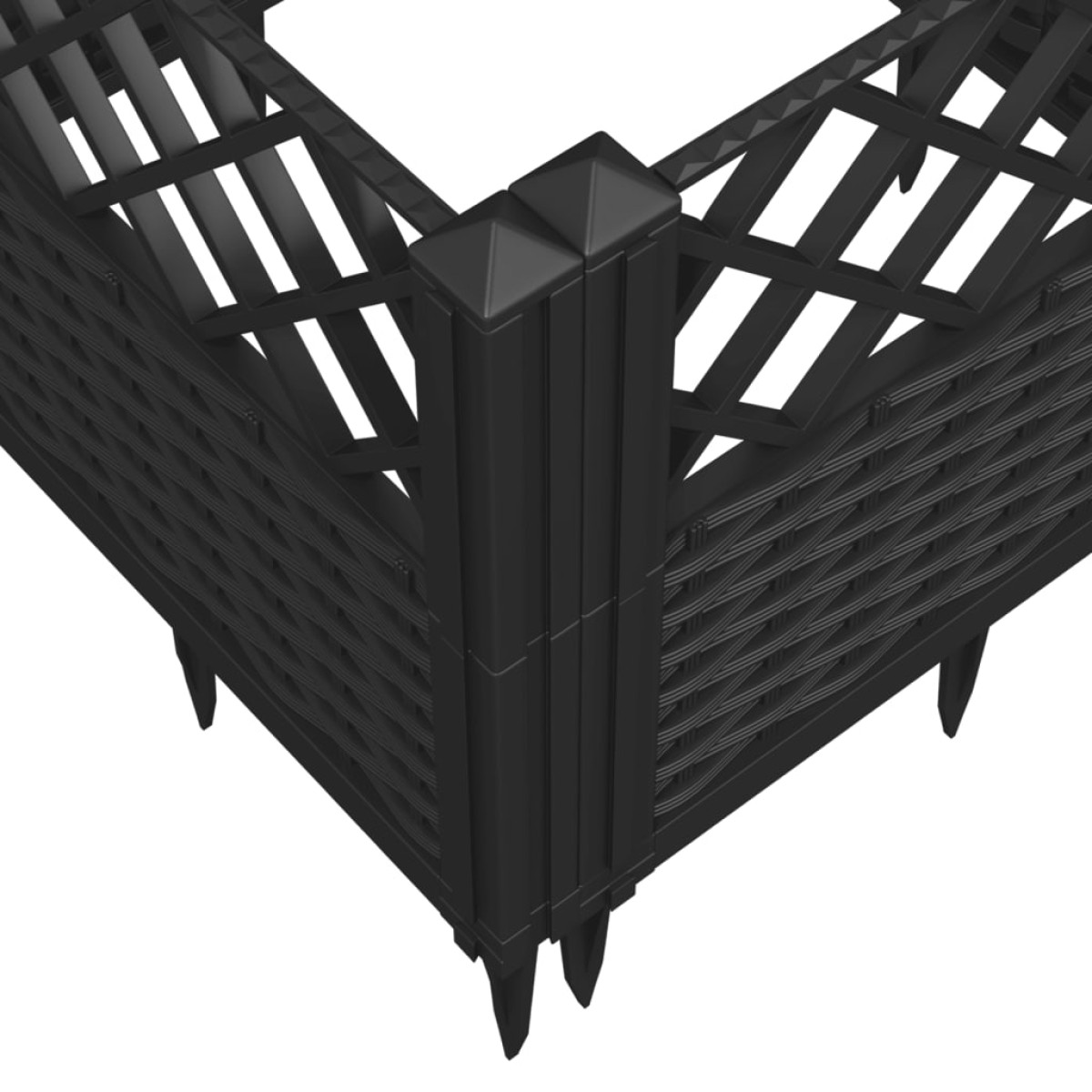 vidaXL Ζαρντινιέρα με Πασσάλους Μαύρη 123,5x43,5x43,5εκ Πολυπροπυλένιο