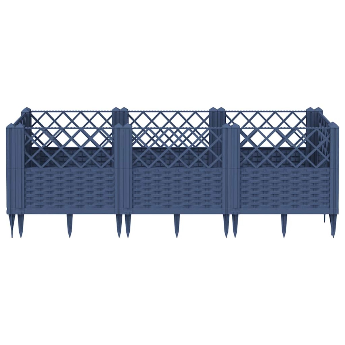 vidaXL Ζαρντινιέρα με Πασσάλους Μπλε Γκρι 123,5x43,5x43,5εκ. Πολυπροπυλένιο