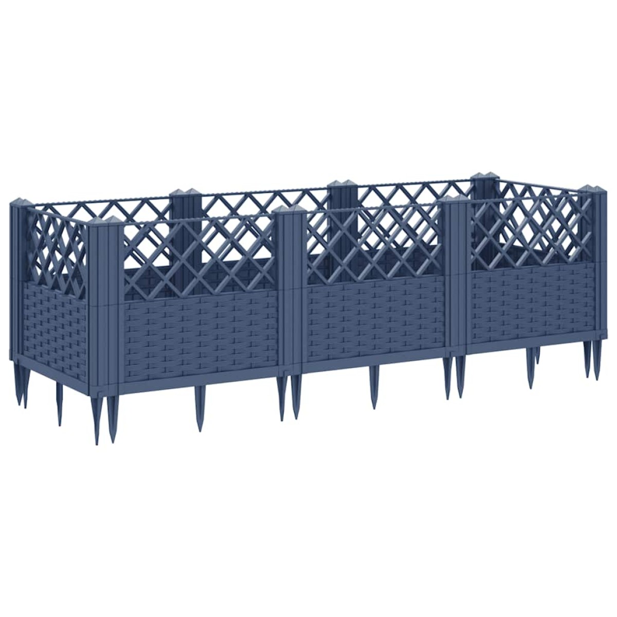 vidaXL Ζαρντινιέρα με Πασσάλους Μπλε Γκρι 123,5x43,5x43,5εκ. Πολυπροπυλένιο