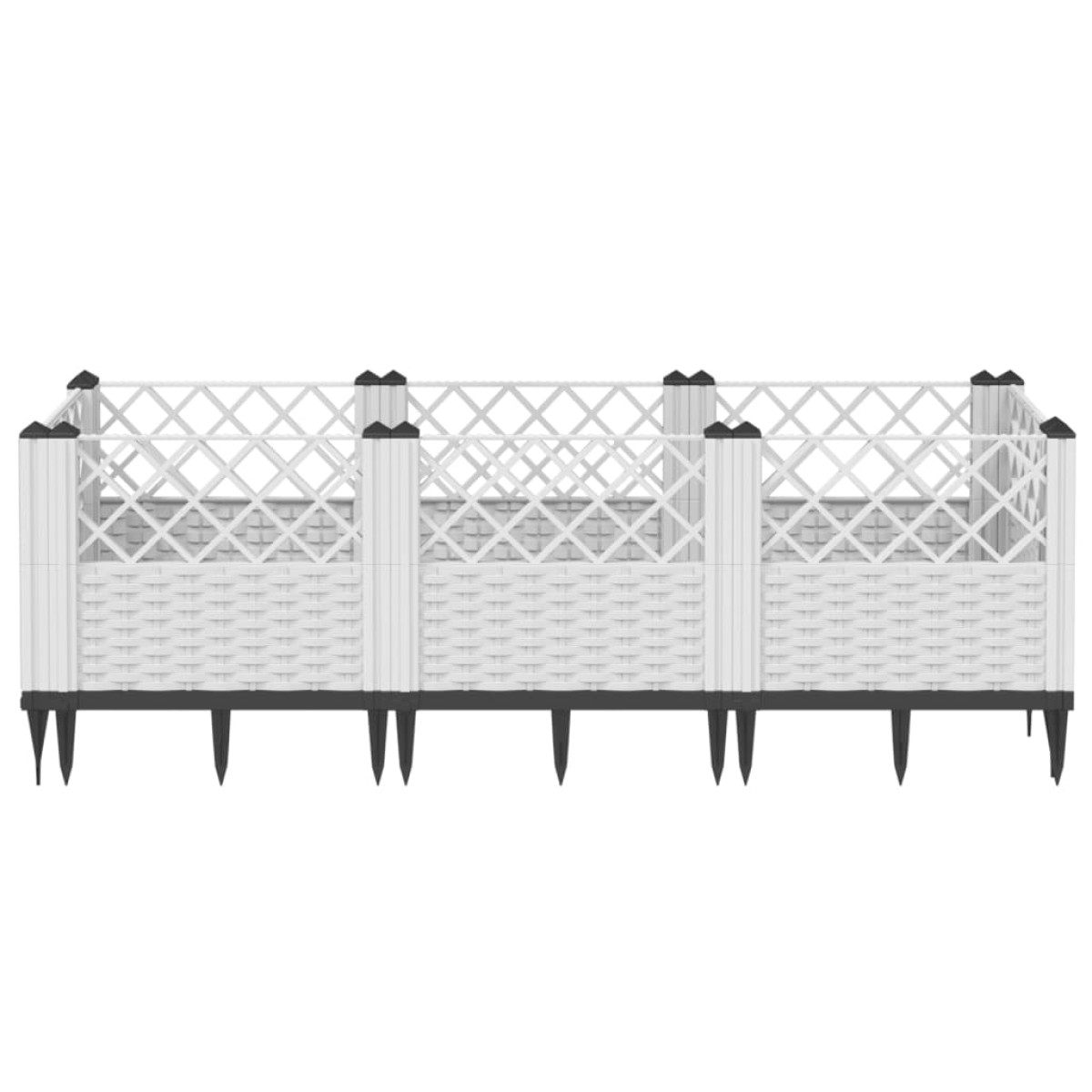 vidaXL Ζαρντινιέρα με Πασσάλους Λευκή 123,5x43,5x43,5εκ Πολυπροπυλένιο