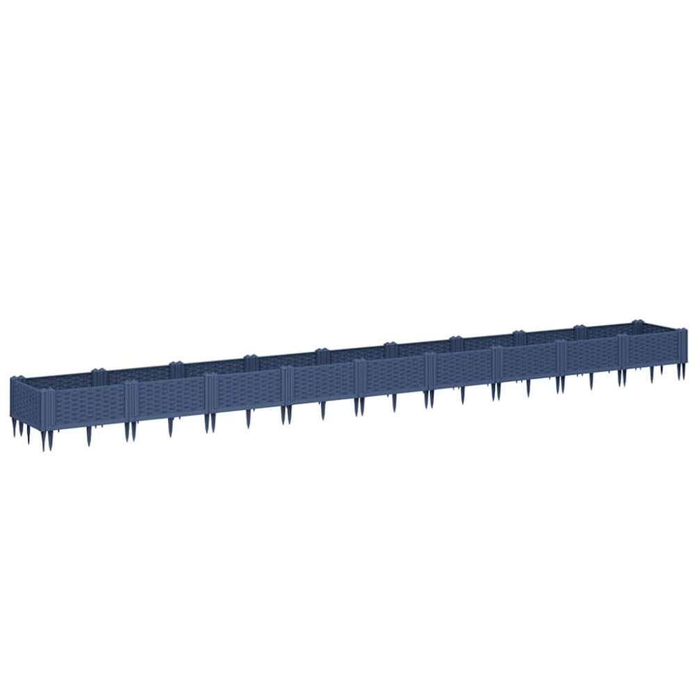 vidaXL Ζαρντινιέρα με Πασσάλους Μπλε Γκρι 362,5x42,5x28,5εκ. Πολυπροπυλένιο