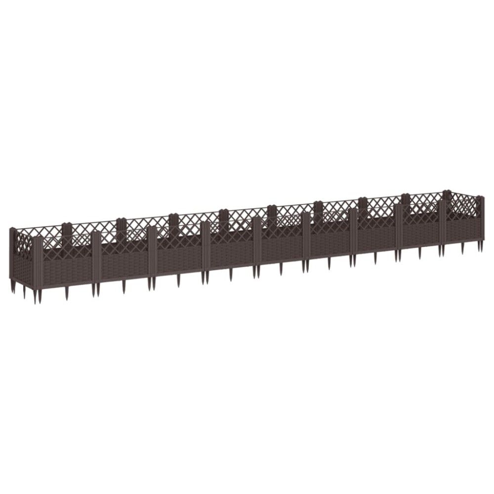 vidaXL Ζαρντινιέρα με Πασσάλους Καφέ 363,5x43,5x43,5εκ. Πολυπροπυλένιο
