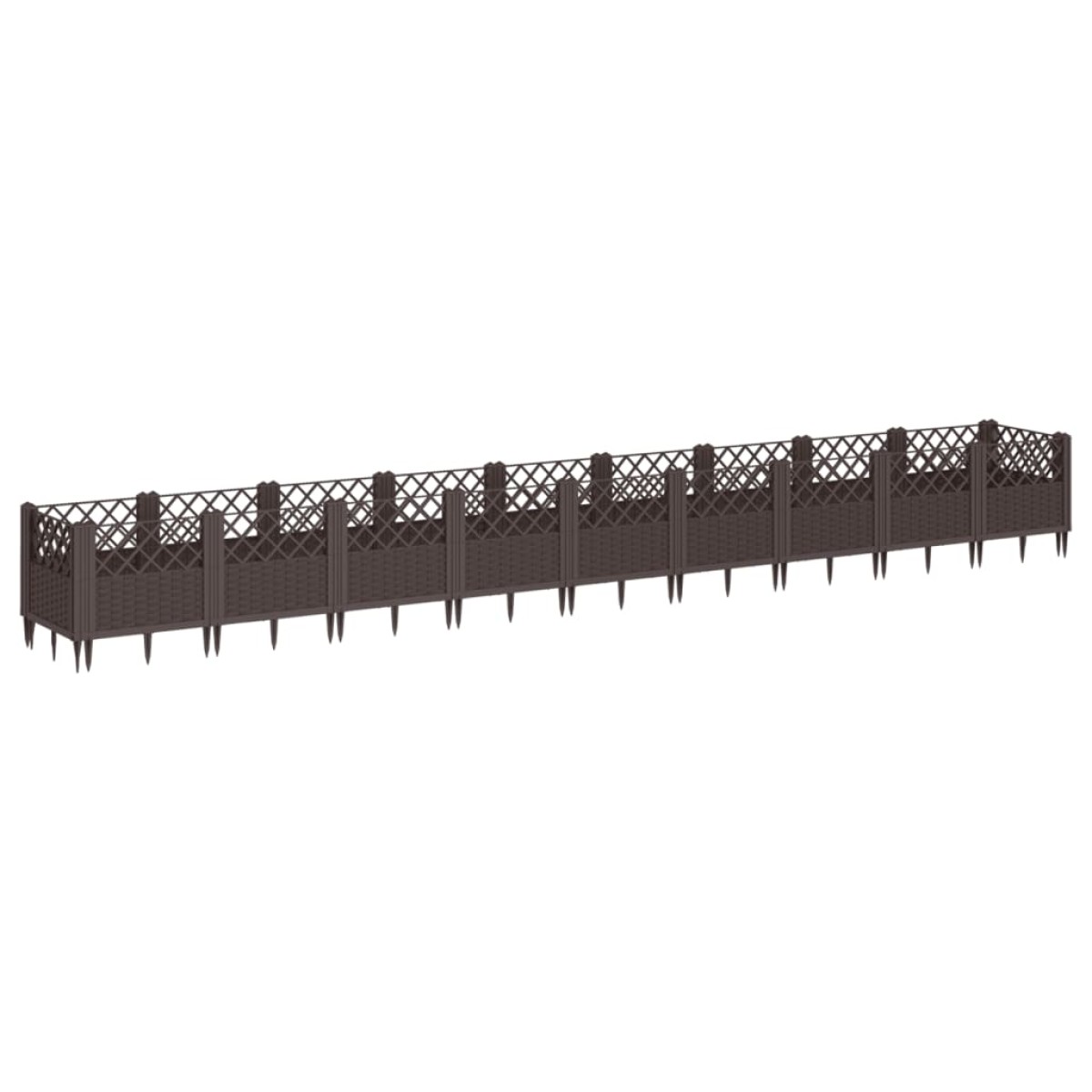 vidaXL Ζαρντινιέρα με Πασσάλους Καφέ 363,5x43,5x43,5εκ. Πολυπροπυλένιο