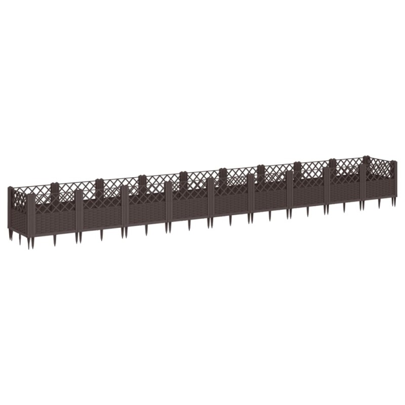 vidaXL Ζαρντινιέρα με Πασσάλους Καφέ 363,5x43,5x43,5εκ. Πολυπροπυλένιο
