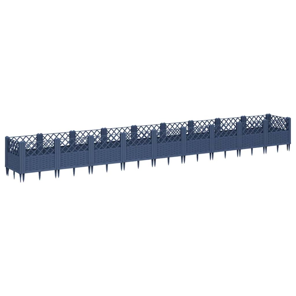 vidaXL Ζαρντινιέρα με Πασσάλους Μπλε Γκρι 363,5x43,5x43,5εκ. Πολυπροπυλένιο