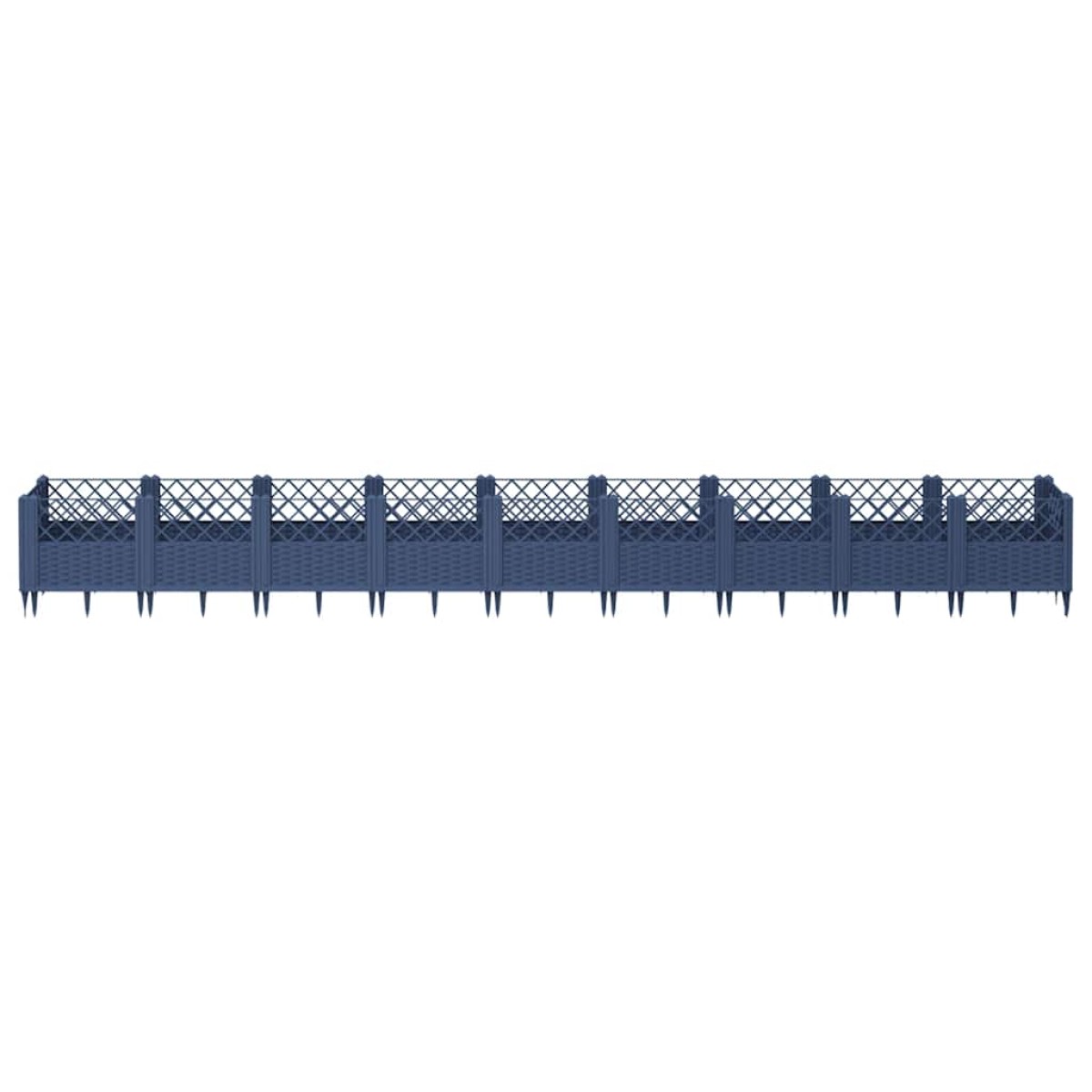 vidaXL Ζαρντινιέρα με Πασσάλους Μπλε Γκρι 363,5x43,5x43,5εκ. Πολυπροπυλένιο