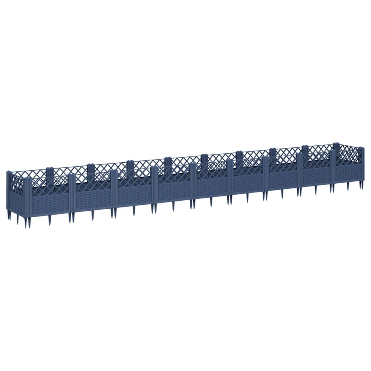 vidaXL Ζαρντινιέρα με Πασσάλους Μπλε Γκρι 363,5x43,5x43,5εκ. Πολυπροπυλένιο