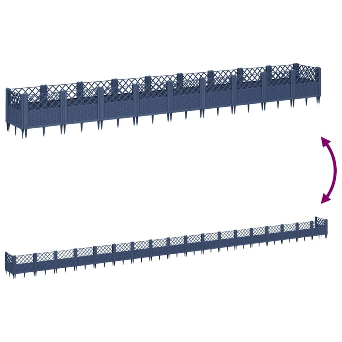 vidaXL Ζαρντινιέρα με Πασσάλους Μπλε Γκρι 363,5x43,5x43,5εκ. Πολυπροπυλένιο