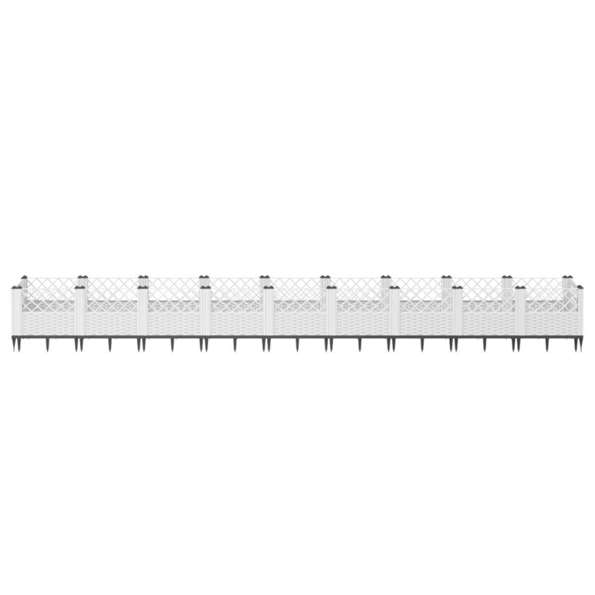 vidaXL Ζαρντινιέρα με Πασσάλους Λευκή 363,5x43,5x43,5εκ Πολυπροπυλένιο