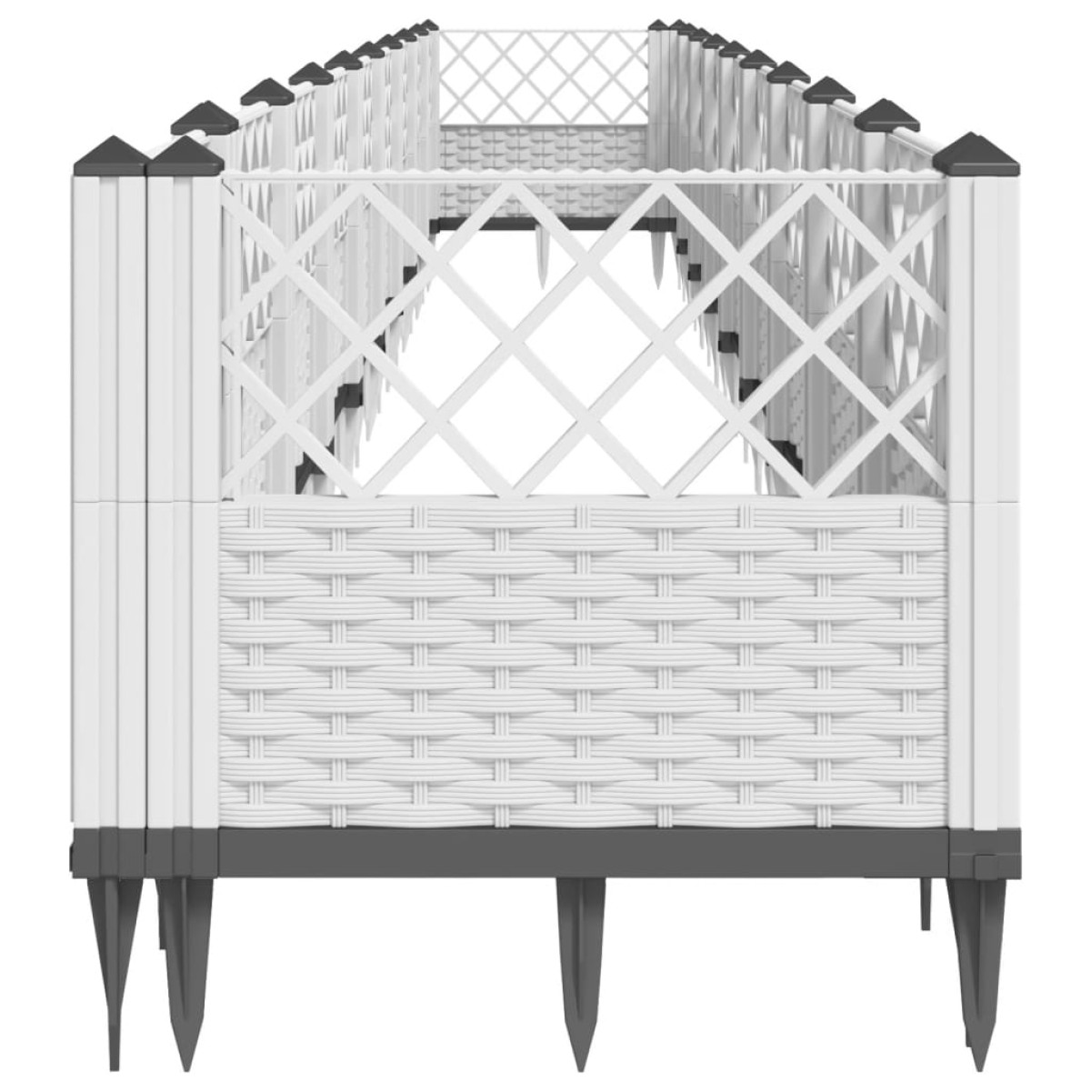 vidaXL Ζαρντινιέρα με Πασσάλους Λευκή 363,5x43,5x43,5εκ Πολυπροπυλένιο