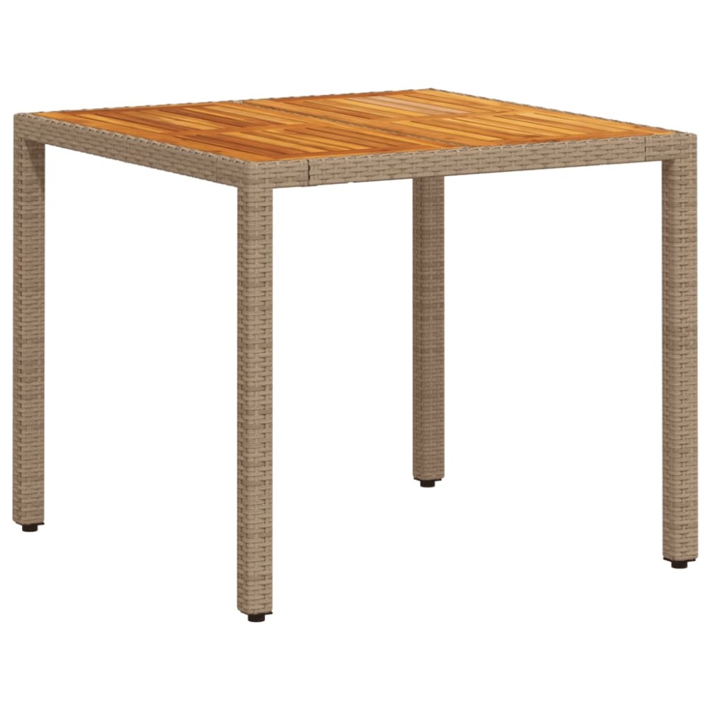 vidaXL Τραπέζι Κήπου Μπεζ 90x90x75 εκ. Συνθετικό Ρατάν / Ξύλο Ακακίας