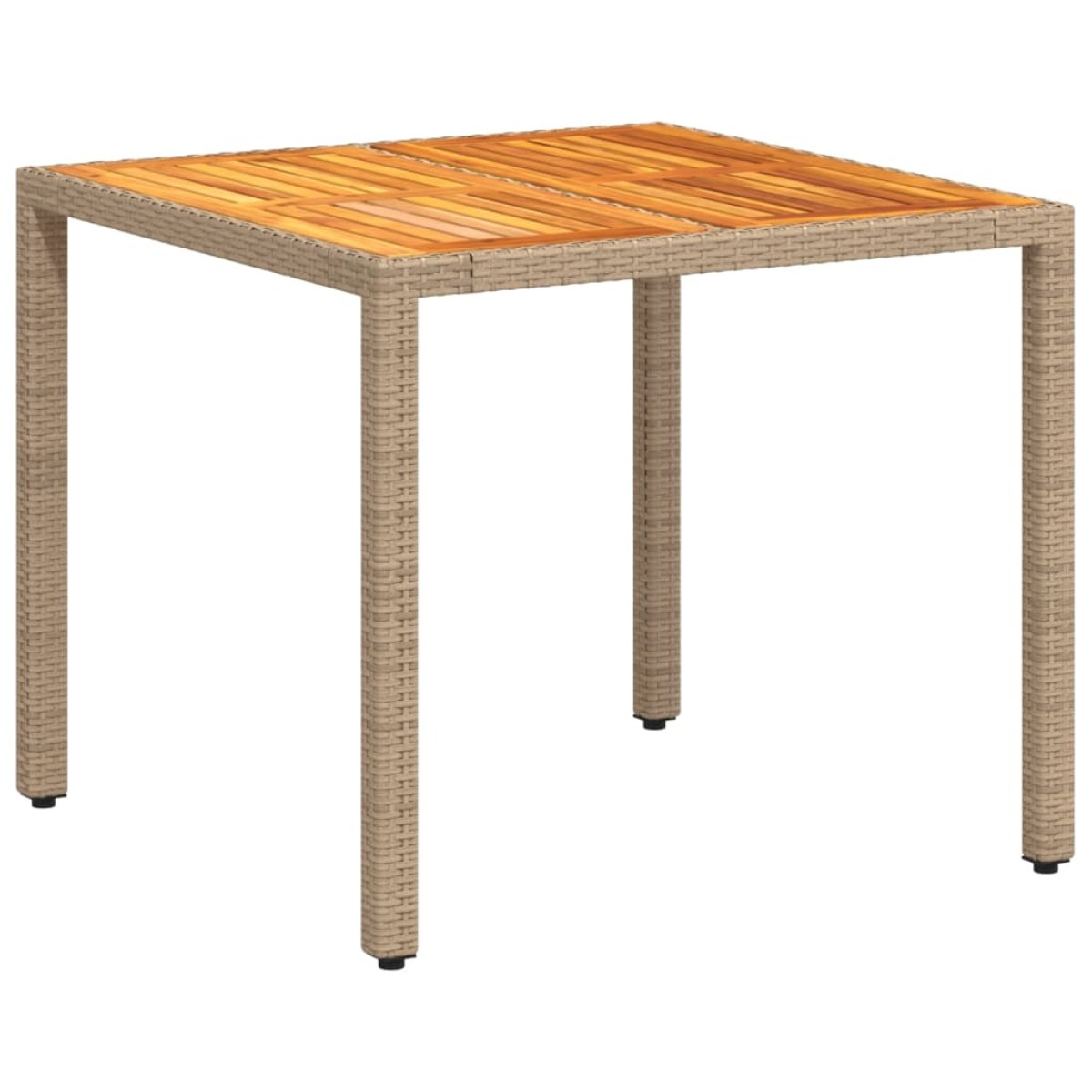 vidaXL Τραπέζι Κήπου Μπεζ 90x90x75 εκ. Συνθετικό Ρατάν / Ξύλο Ακακίας