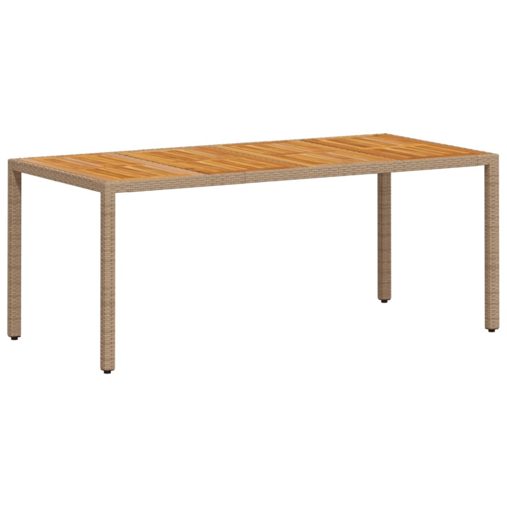 vidaXL Τραπέζι Κήπου Μπεζ 190x90x75εκ. Συνθετικό Ρατάν / Ξύλο Ακακίας