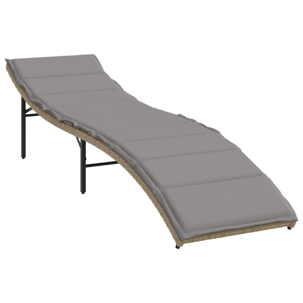 vidaXL Ξαπλώστρα Μπεζ 55x199x50 εκ. από Συνθετικό Ρατάν με Μαξιλάρι