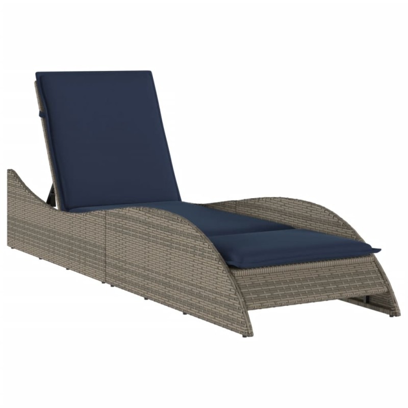 vidaXL Ξαπλώστρα με Μαξιλάρι Γκρι 60 x 205 x 73 εκ. από Συνθετικό Ρατάν
