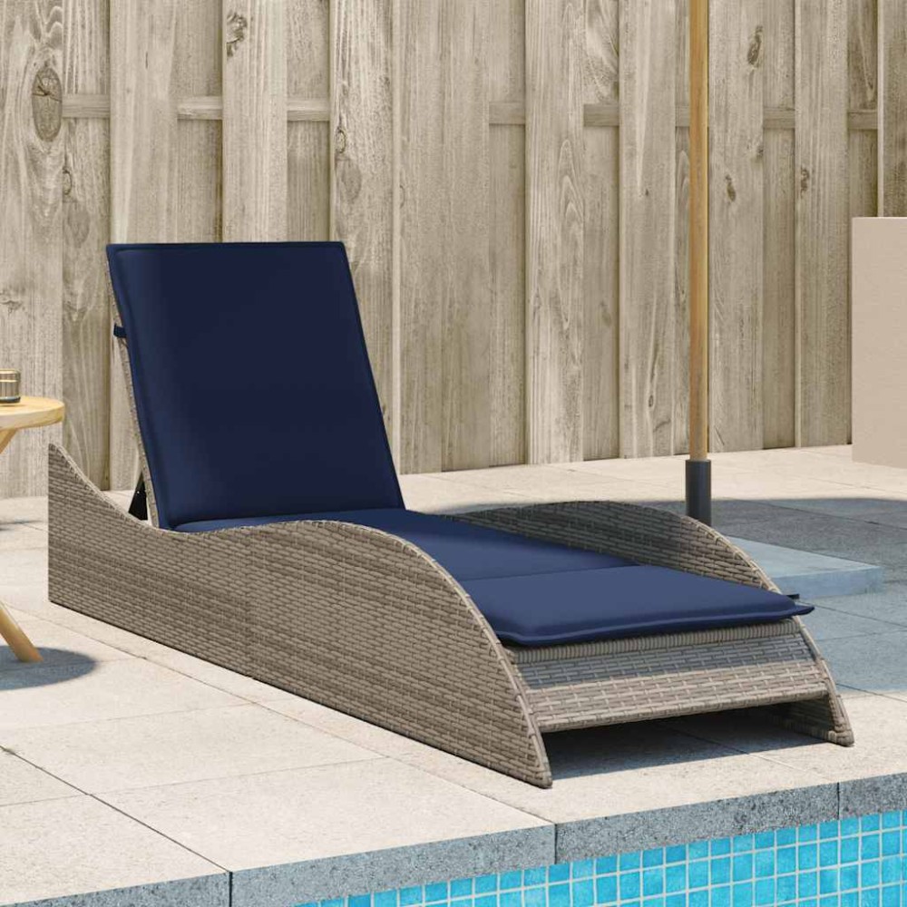 vidaXL Ξαπλώστρα με Μαξιλάρι Γκρι 60 x 205 x 73 εκ. από Συνθετικό Ρατάν