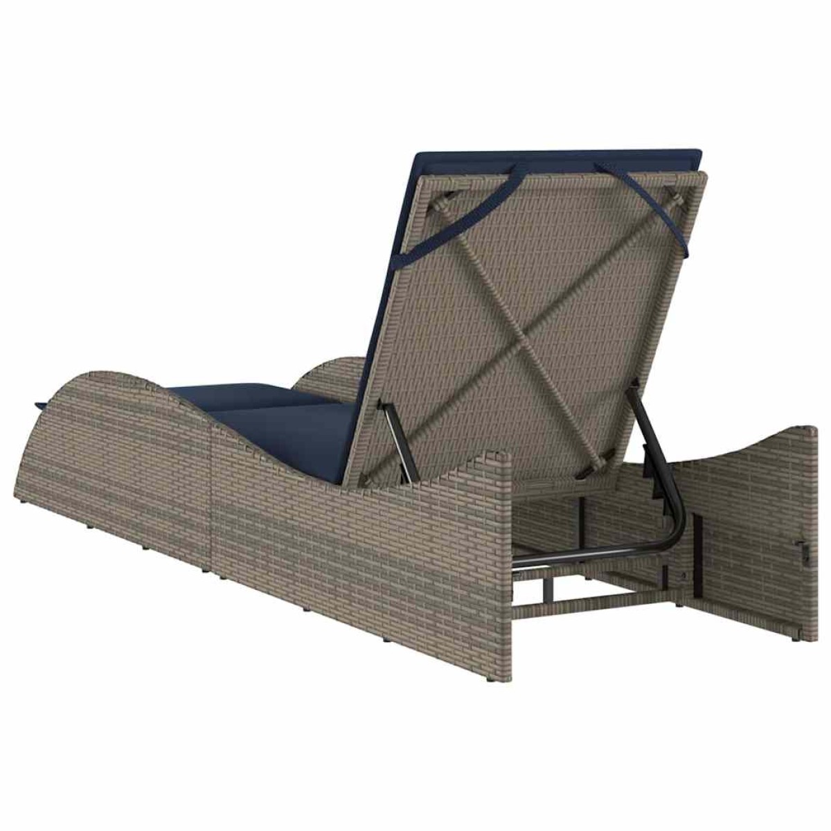 vidaXL Ξαπλώστρα με Μαξιλάρι Γκρι 60 x 205 x 73 εκ. από Συνθετικό Ρατάν