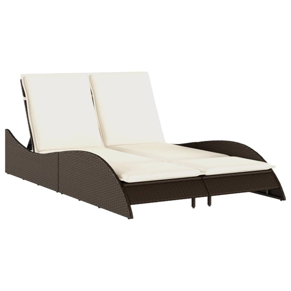 vidaXL Ξαπλώστρα Καφέ 114x205x73 εκ. από Συνθετικό Ρατάν με Μαξιλάρι