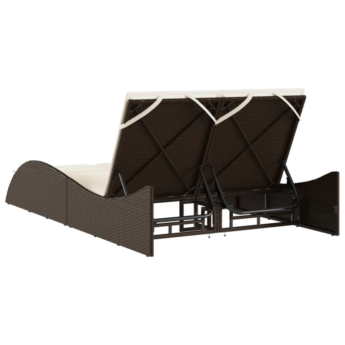 vidaXL Ξαπλώστρα Καφέ 114x205x73 εκ. από Συνθετικό Ρατάν με Μαξιλάρι
