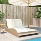 vidaXL Ξαπλώστρα Μπεζ 114x205x73 εκ. από Συνθετικό Ρατάν με Μαξιλάρι