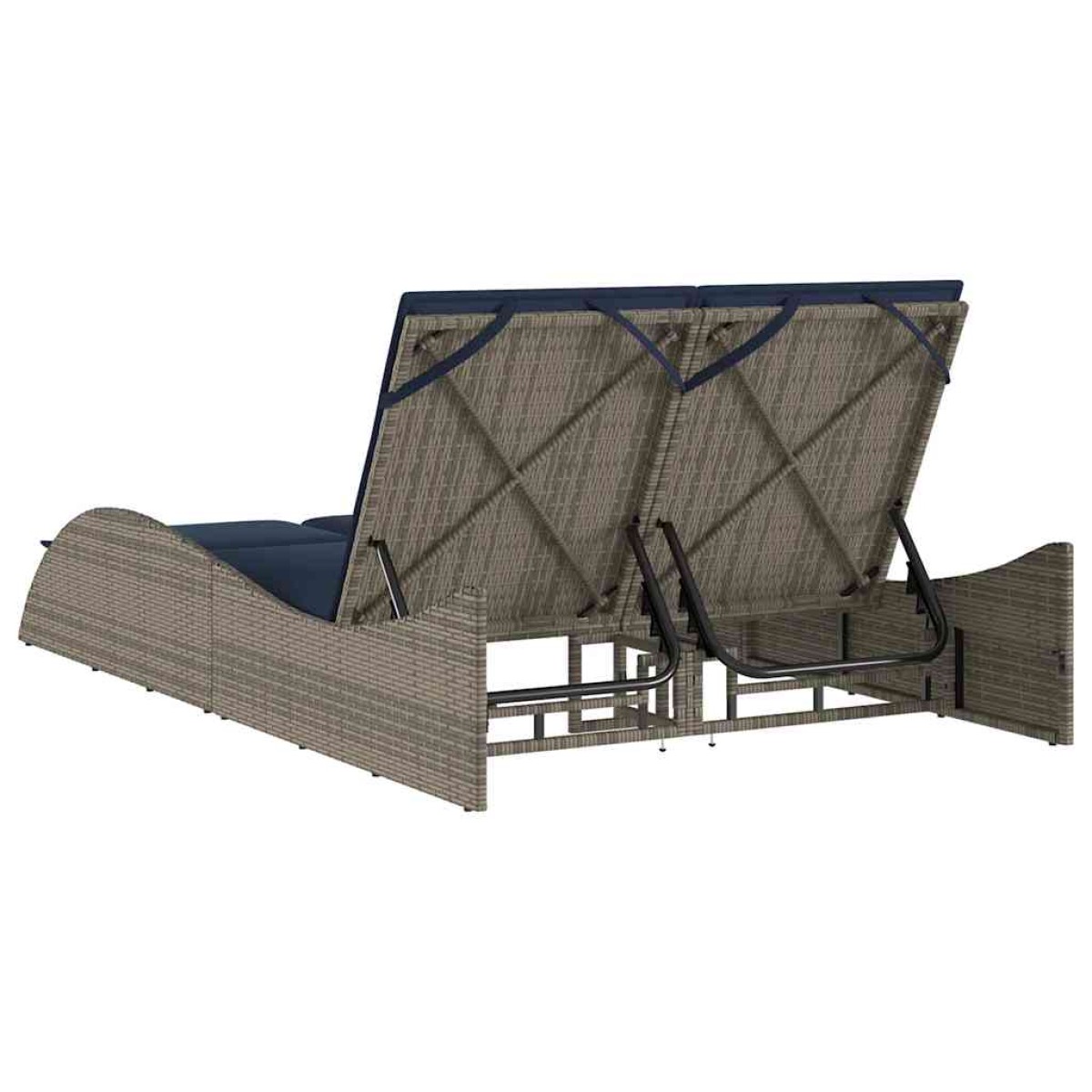 vidaXL Ξαπλώστρα με Μαξιλάρια Γκρι 114 x 205 x 73 εκ. από Συνθετικό Ρατάν