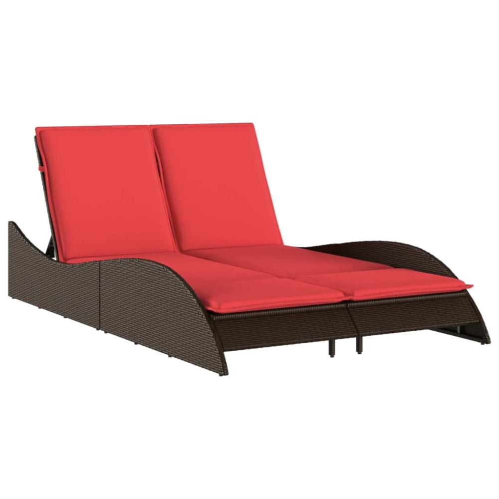 vidaXL Ξαπλώστρα με Μαξιλάρια Καφέ 114 x 205 x 73 εκ. από Συνθετικό Ρατάν