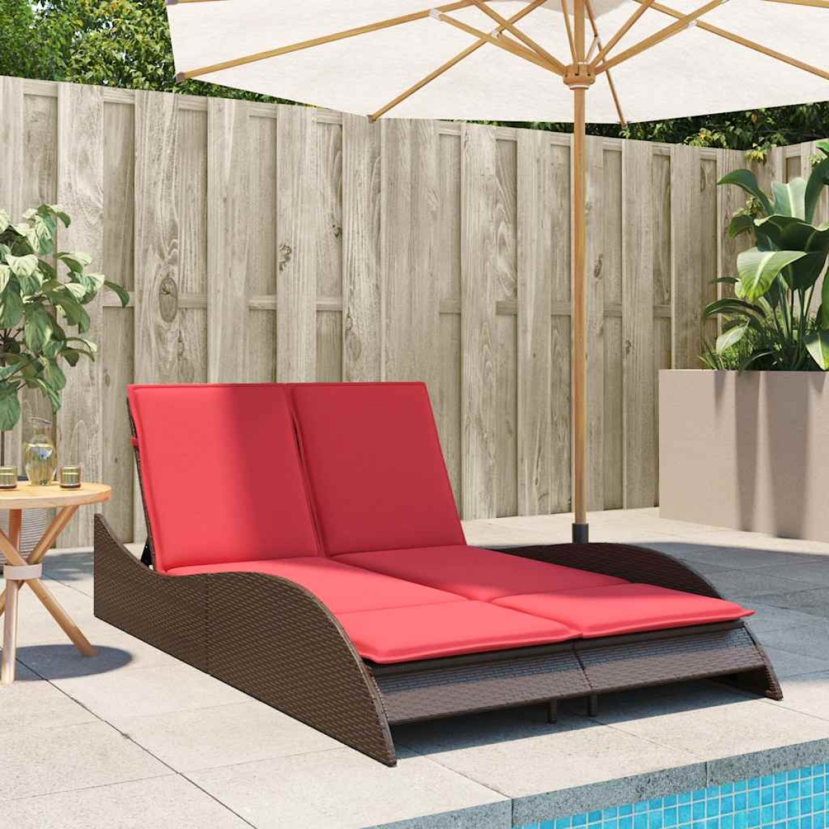 vidaXL Ξαπλώστρα με Μαξιλάρια Καφέ 114 x 205 x 73 εκ. από Συνθετικό Ρατάν