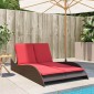 vidaXL Ξαπλώστρα με Μαξιλάρια Καφέ 114 x 205 x 73 εκ. από Συνθετικό Ρατάν