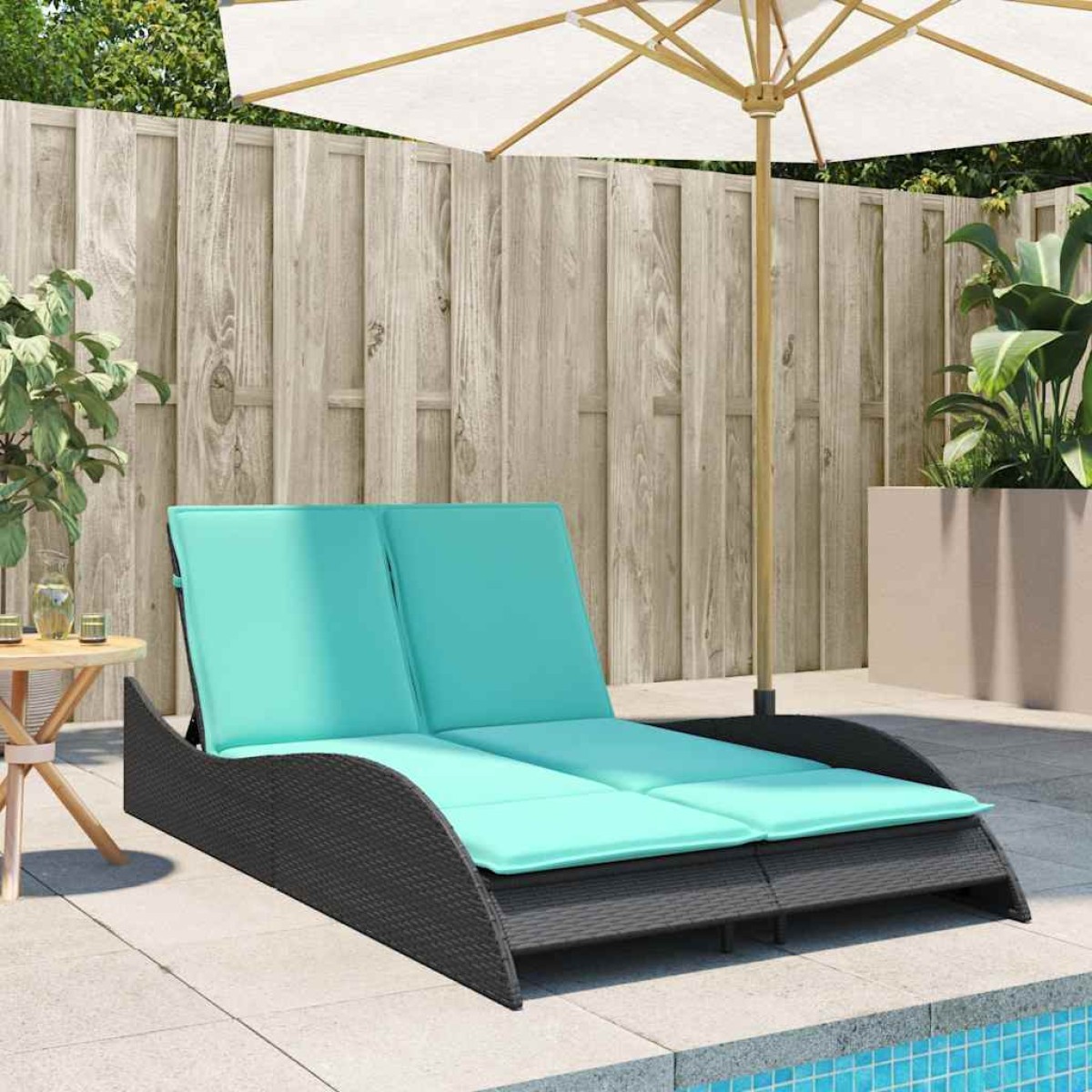 vidaXL Ξαπλώστρα με Μαξιλάρια Μαύρη 114 x 205 x 73 εκ. από Συνθετικό Ρατάν