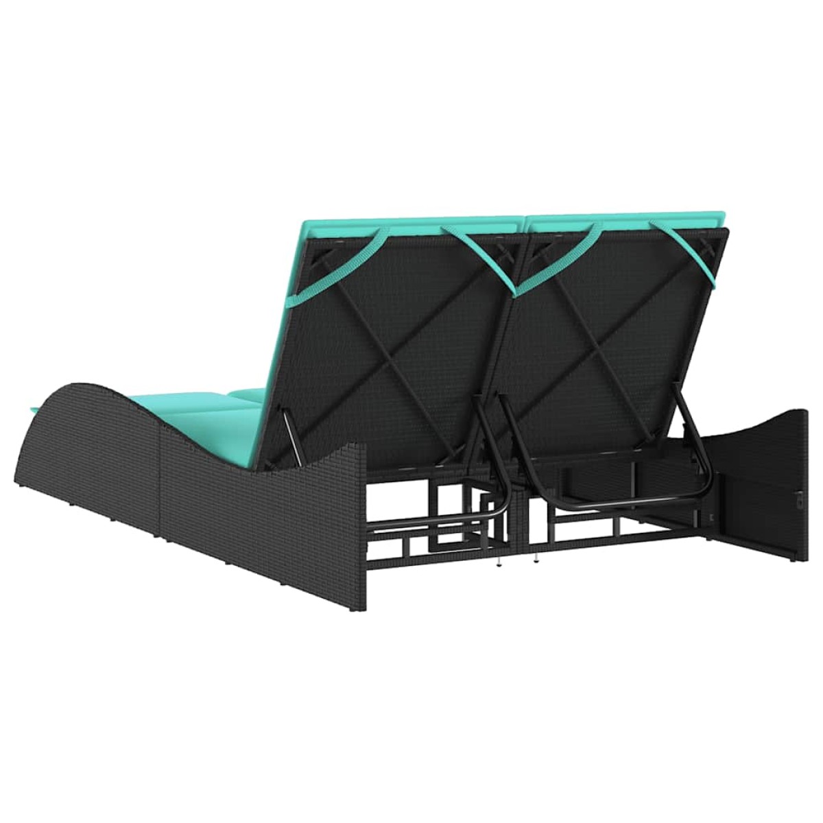 vidaXL Ξαπλώστρα με Μαξιλάρια Μαύρη 114 x 205 x 73 εκ. από Συνθετικό Ρατάν