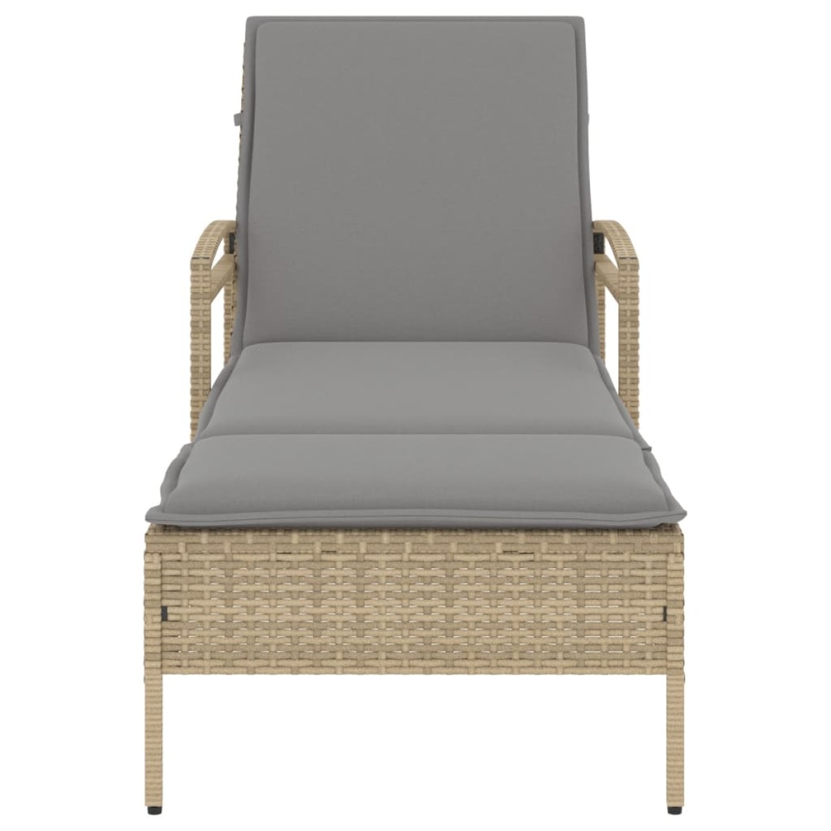 vidaXL Ξαπλώστρα Μπεζ 63x200x81 εκ. από Συνθετικό Ρατάν με Μαξιλάρι