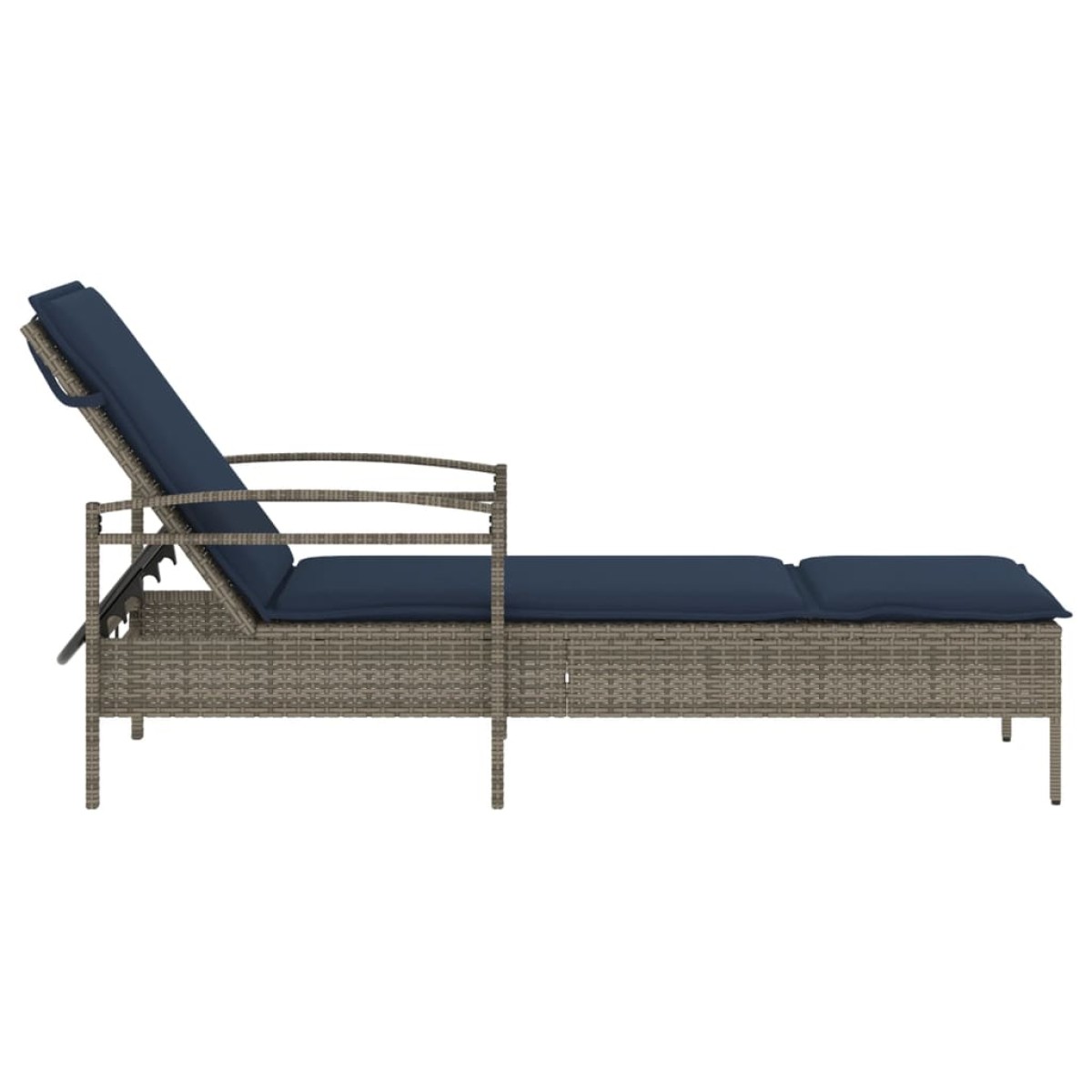 vidaXL Ξαπλώστρα με Μαξιλάρι Γκρι 63x200x81 εκ. από Συνθετικό Ρατάν (μόνο για τις ΗΠΑ)