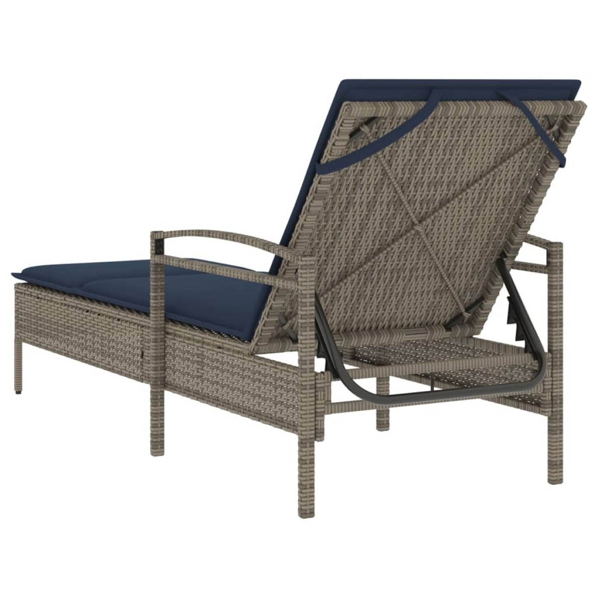 vidaXL Ξαπλώστρα με Μαξιλάρι Γκρι 63x200x81 εκ. από Συνθετικό Ρατάν (μόνο για τις ΗΠΑ)