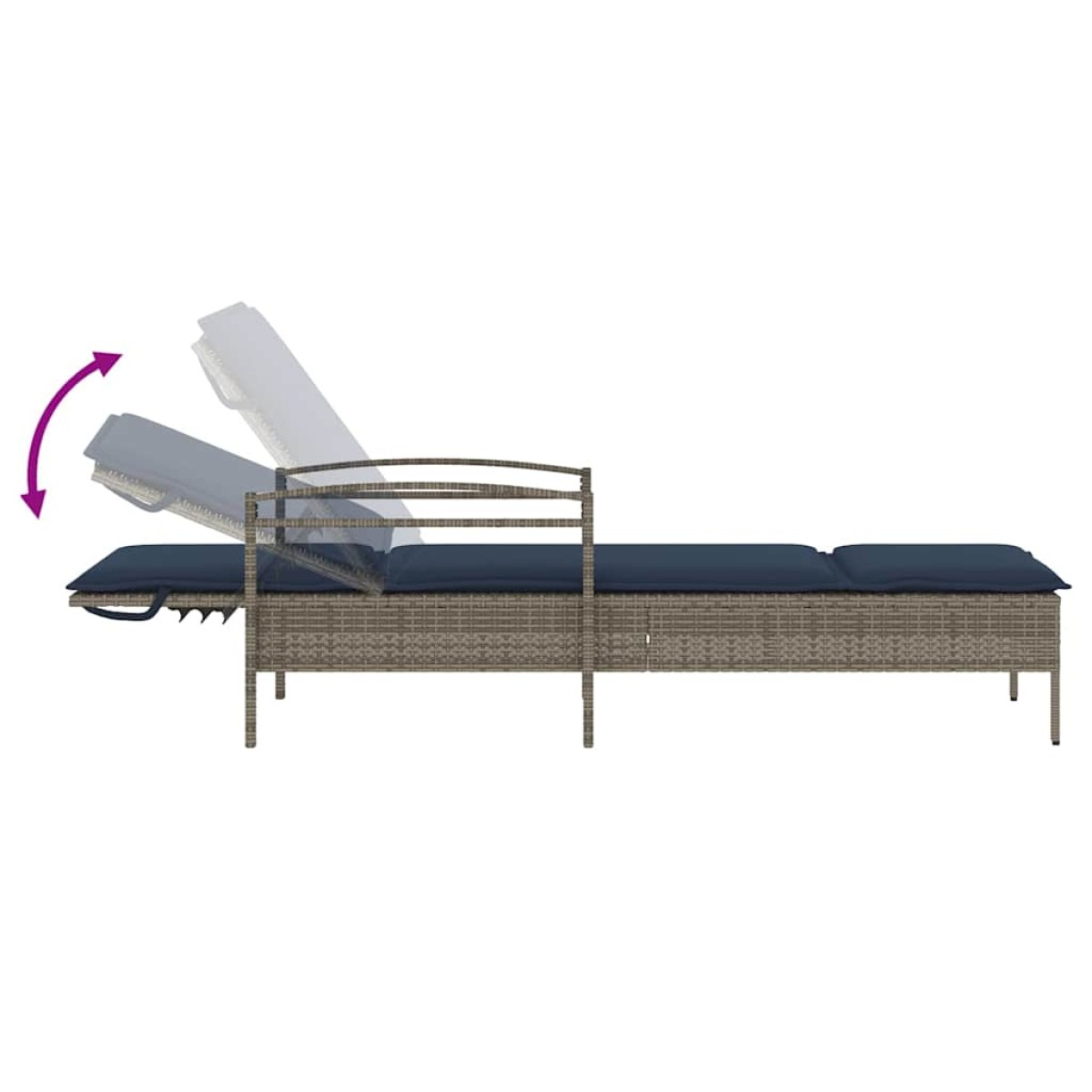 vidaXL Ξαπλώστρα με Μαξιλάρι Γκρι 63x200x81 εκ. από Συνθετικό Ρατάν (μόνο για τις ΗΠΑ)
