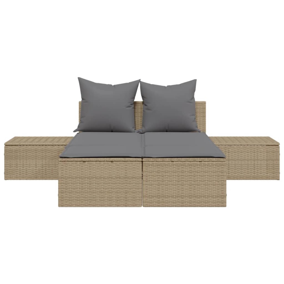 vidaXL Ξαπλώστρα Διπλή Μπεζ από Συνθετικό Ρατάν με Μαξιλάρια