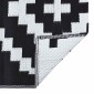 vidaXL Χαλί εξωτερικού χώρου ARAKIL Λευκό και μαύρο 120x180 cm PP