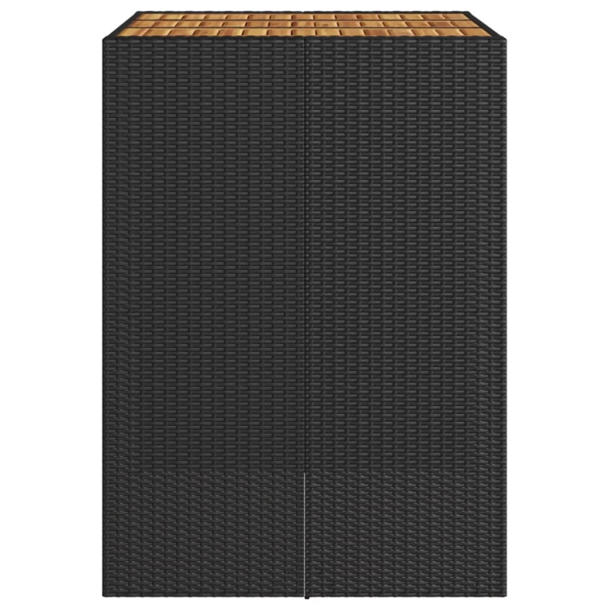 vidaXL Τραπέζι Μπαρ Κήπου Επιφ. Ακακίας Μαύρο 105x80x110εκ Συνθ. Ρατάν
