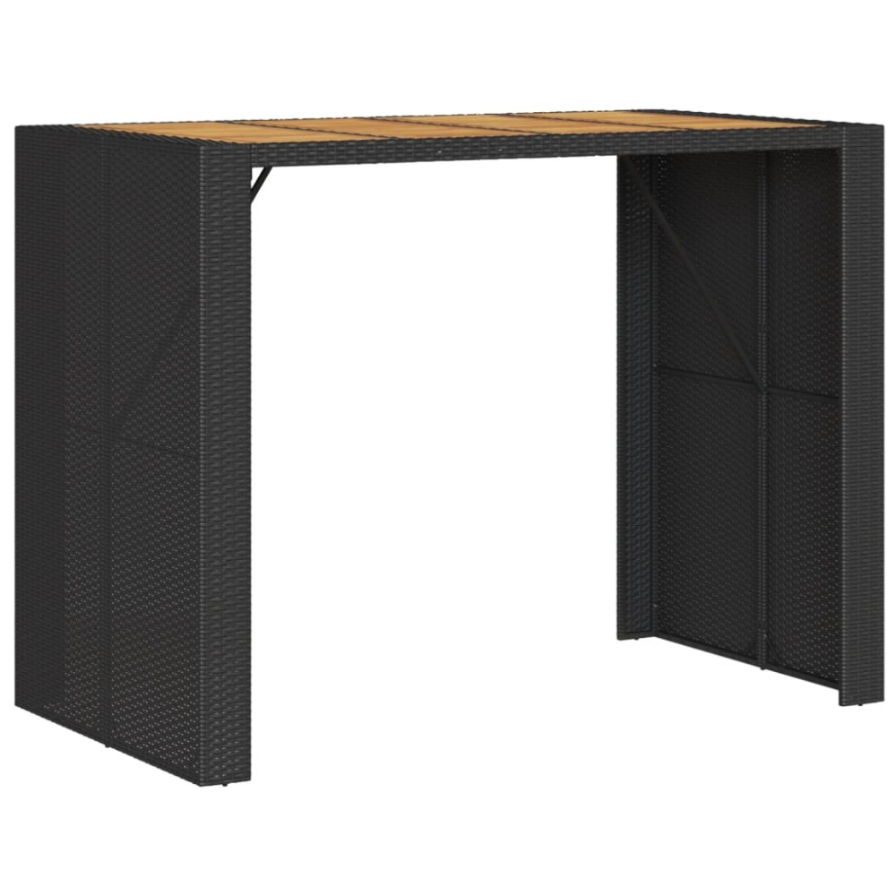 vidaXL Τραπέζι Μπαρ Κήπου Επιφ. Ακακίας Μαύρο 105x80x110εκ Συνθ. Ρατάν