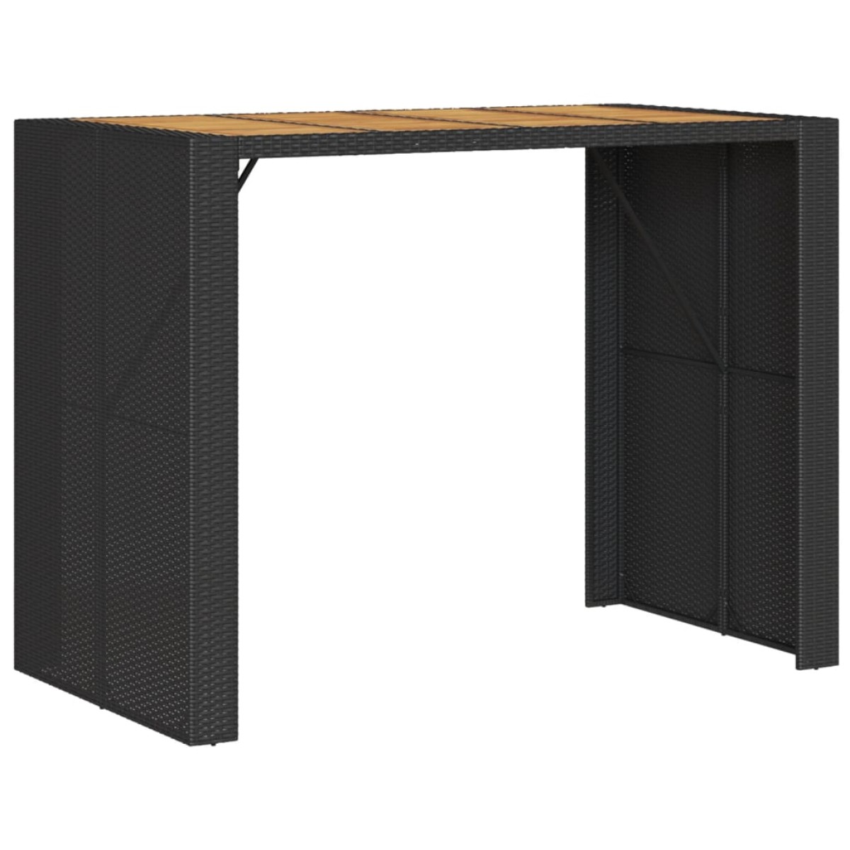 vidaXL Τραπέζι Μπαρ Κήπου Επιφ. Ακακίας Μαύρο 105x80x110εκ Συνθ. Ρατάν