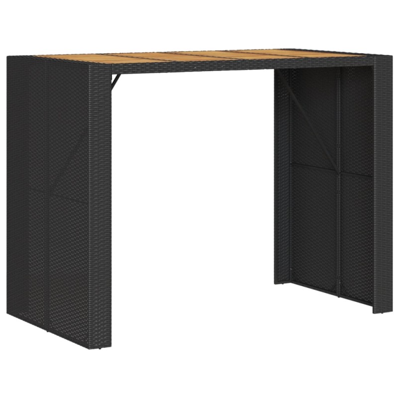 vidaXL Τραπέζι Μπαρ Κήπου Επιφ. Ακακίας Μαύρο 105x80x110εκ Συνθ. Ρατάν