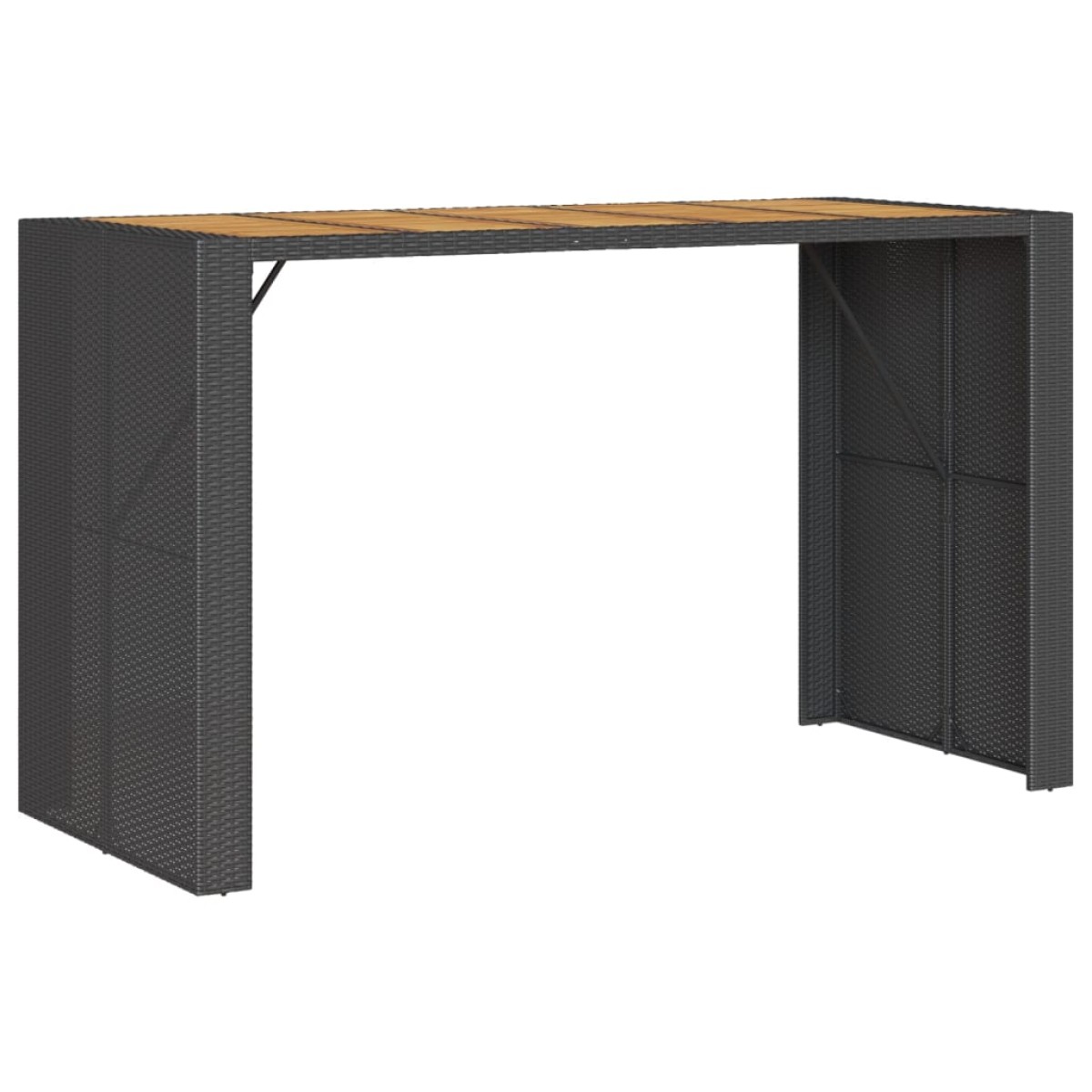 vidaXL Τραπέζι Μπαρ Κήπου Επιφ. Ακακίας Μαύρο 185x80x110εκ Συνθ. Ρατάν