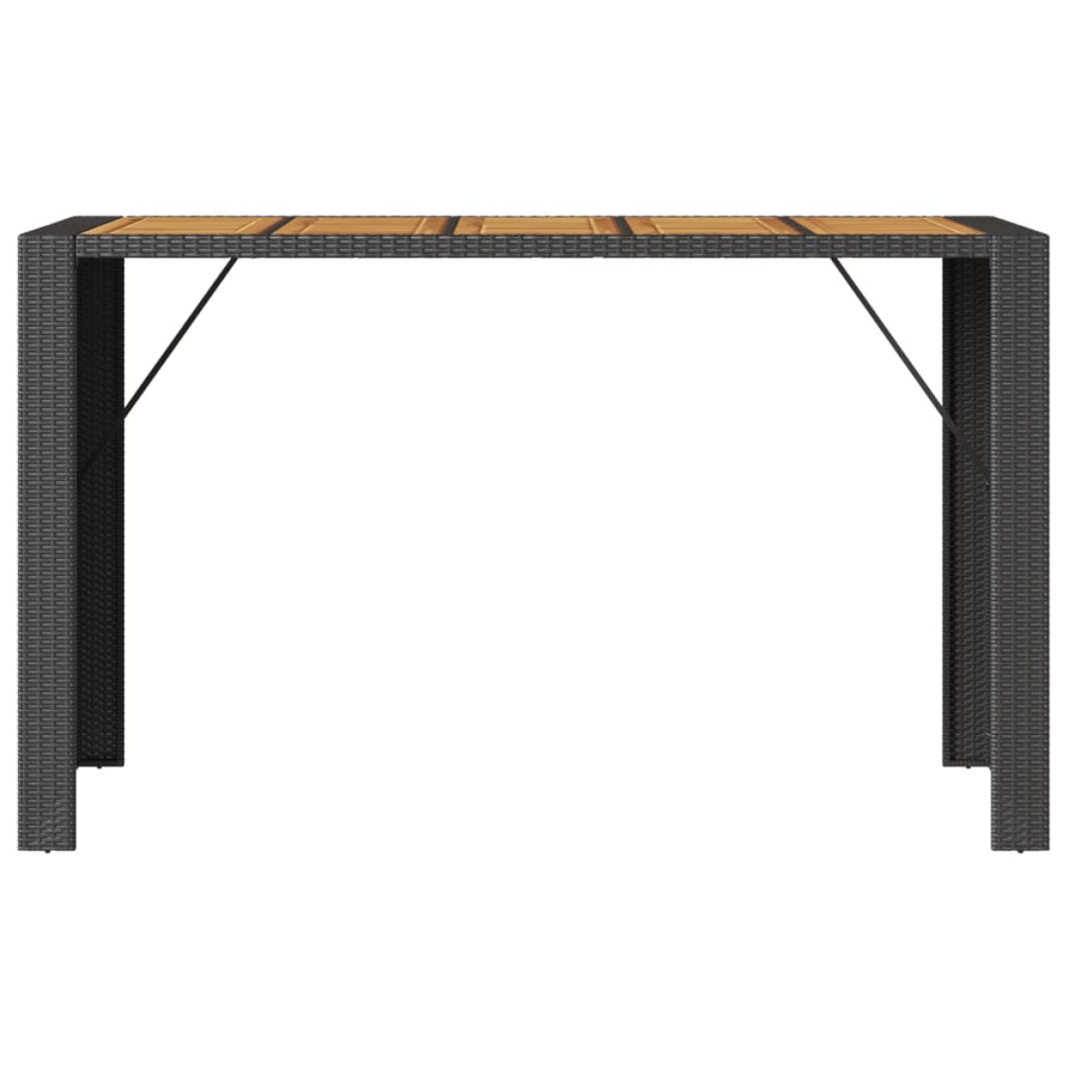 vidaXL Τραπέζι Μπαρ Κήπου Επιφ. Ακακίας Μαύρο 185x80x110εκ Συνθ. Ρατάν
