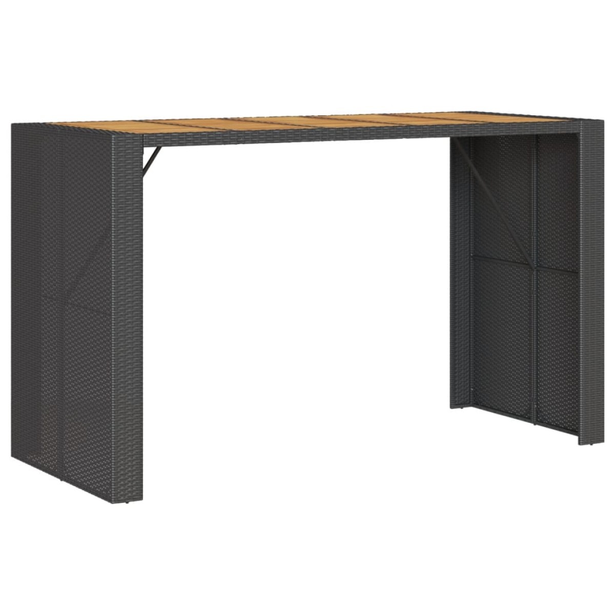 vidaXL Τραπέζι Μπαρ Κήπου Επιφ. Ακακίας Μαύρο 185x80x110εκ Συνθ. Ρατάν