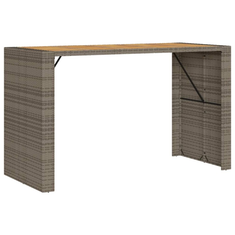 vidaXL Τραπέζι Μπαρ Κήπου Επιφ. Ακακίας Γκρι 185x80x110εκ. Συνθ. Ρατάν
