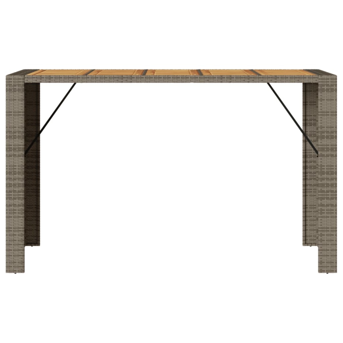 vidaXL Τραπέζι Μπαρ Κήπου Επιφ. Ακακίας Γκρι 185x80x110εκ. Συνθ. Ρατάν