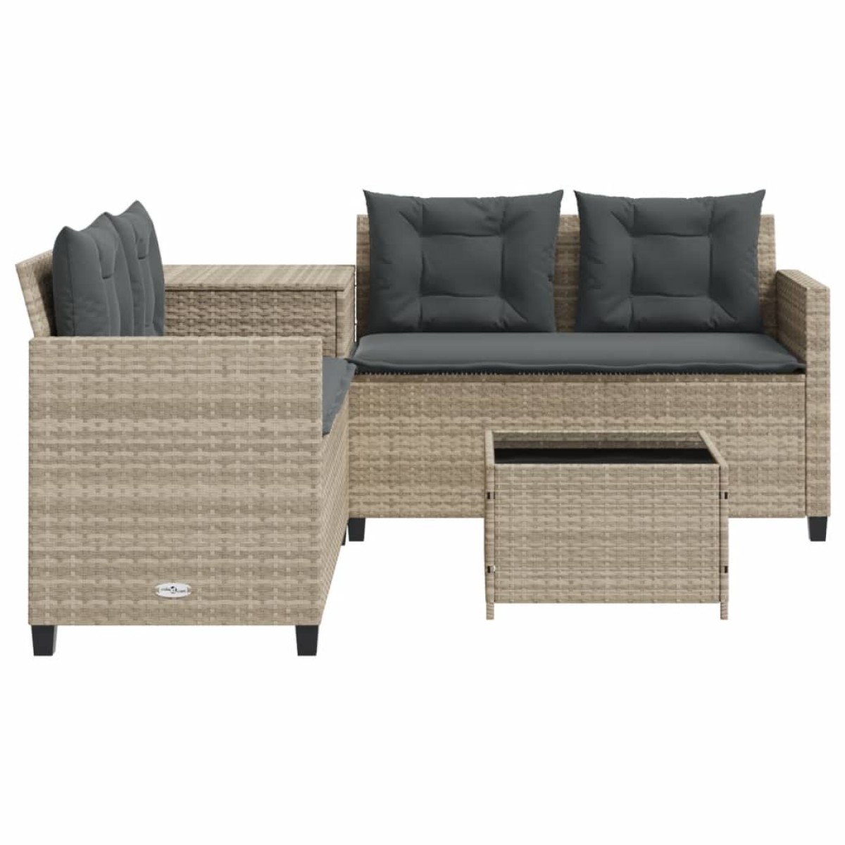 vidaXL Καναπές Κήπου Γωνιακός Αν. Γκρι Συνθ. Ρατάν Τραπέζι + Μαξιλάρια